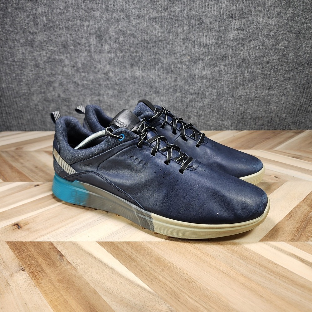 ECCO S-Three S3 Gore Tex GTX Navy Blue Spikeles Golf Shoes Sneakerz EU 46 US 12